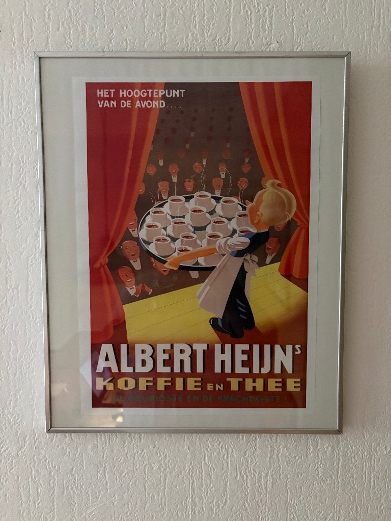Nostalgische Albert Heijn's Koffie&Thee Reclame Poster., Ophalen of Verzenden, Gebruikt, Reclamebord