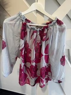 bloemenbloes met open schouders Amelie maat S, Kleding | Dames, Blouses en Tunieken, Ophalen of Verzenden, Zo goed als nieuw, Maat 36 (S)