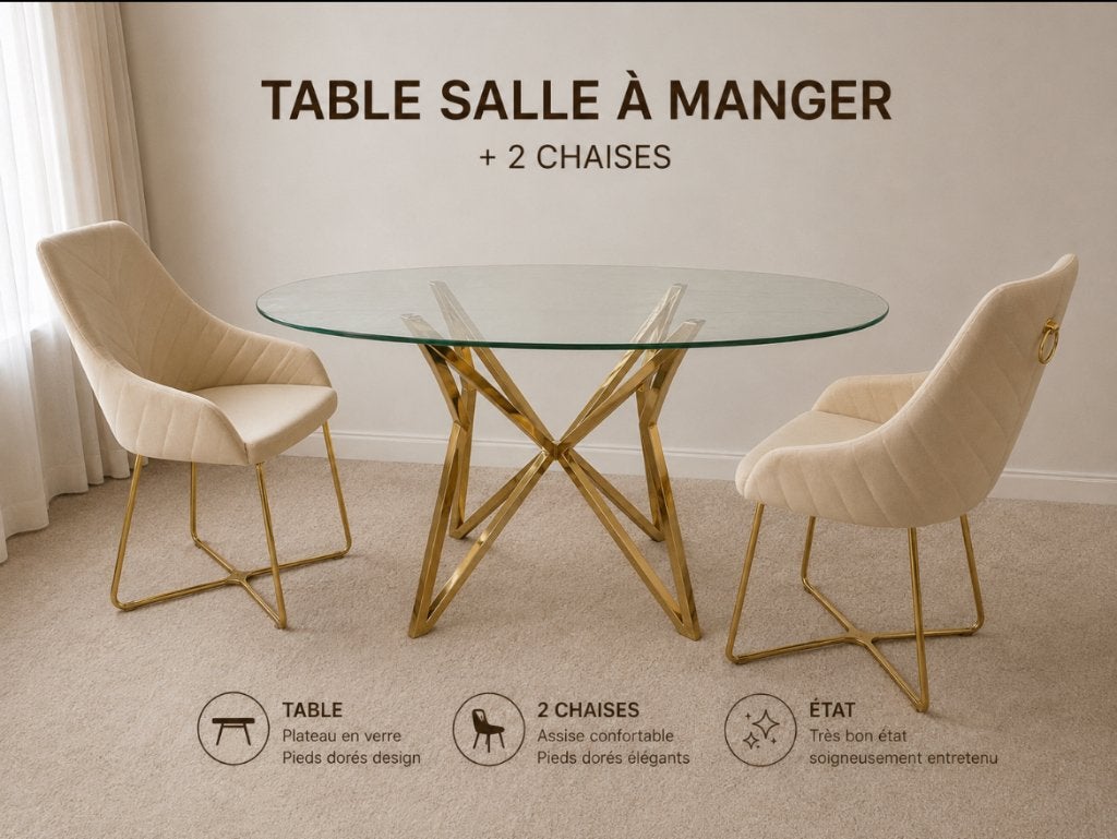 Table salle à manger, Enlèvement, Utilisé, Rond, Verre