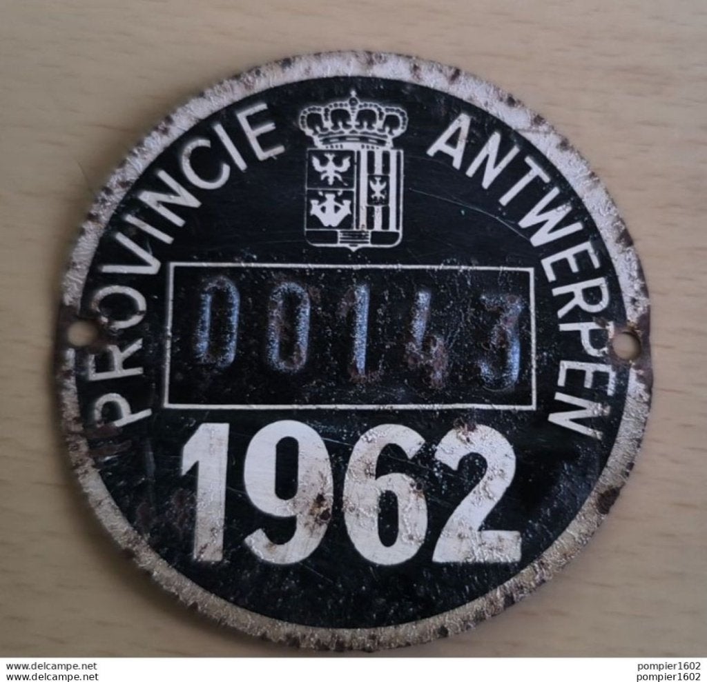 Plaque métal 1962 Province d'Anvers 00143 à identifier, Enlèvement ou Envoi, Utilisé