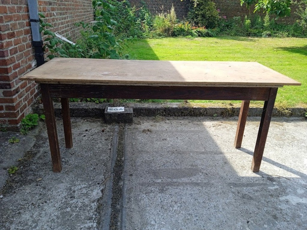 Table de travail vintage 2 m long bois, Enlèvement, Utilisé, Rectangulaire, Bois