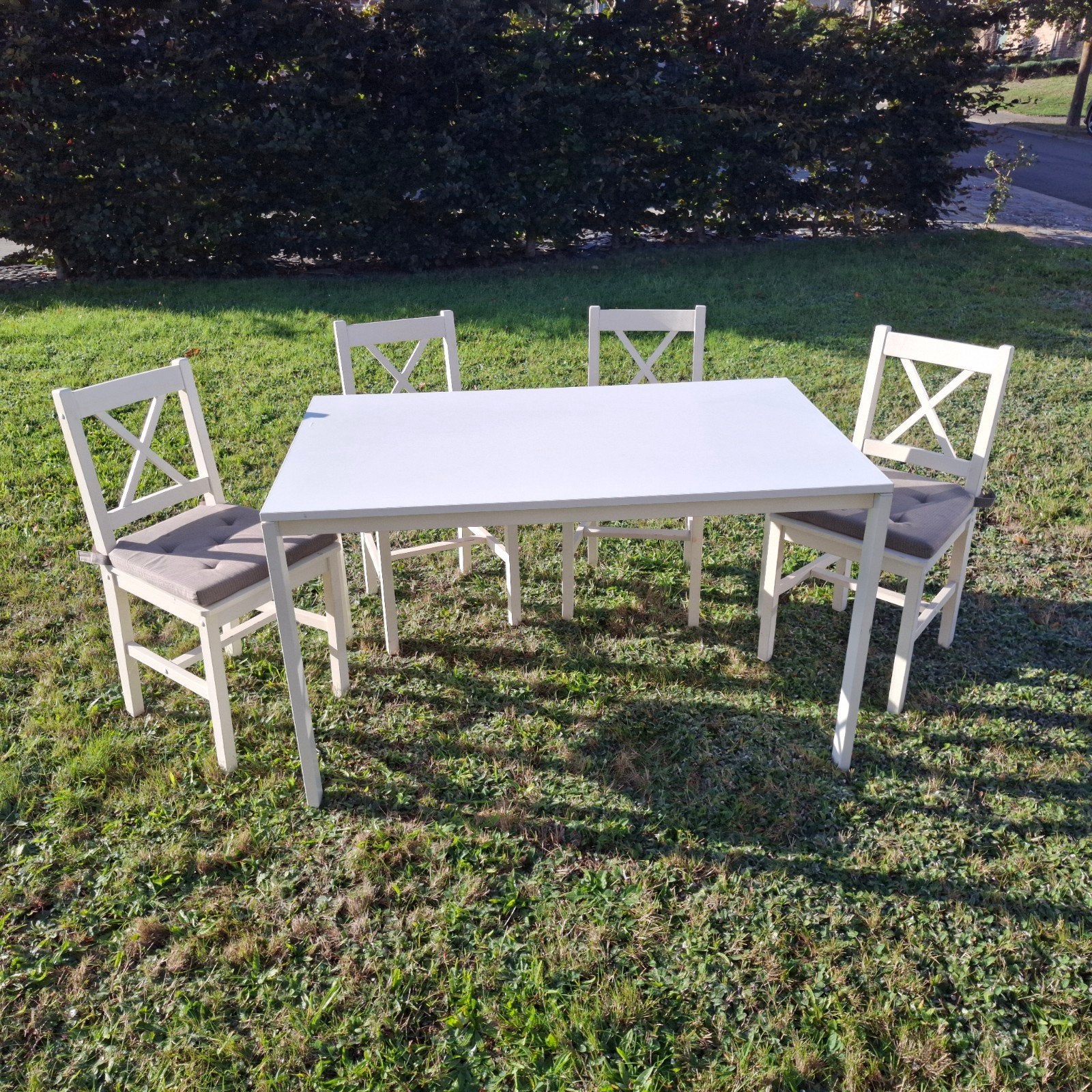 table et 4 chaises, Maison & Meubles, 100 à 150 cm, Quatre personnes, Enlèvement, Utilisé