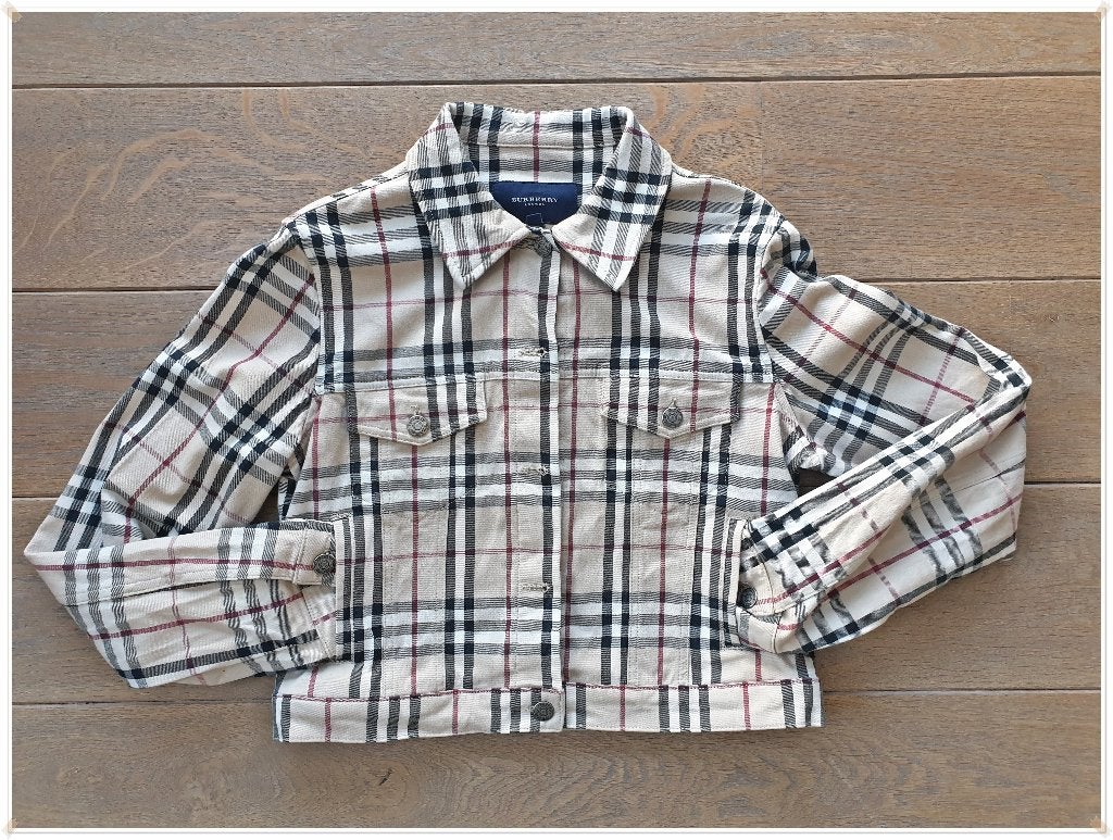 BURBERRY – VESTE COUPE JEAN « NOVA CHECK » - T. : 40-42, Burberry, Ophalen of Verzenden, Zo goed als nieuw, Maat 38/40 (M)