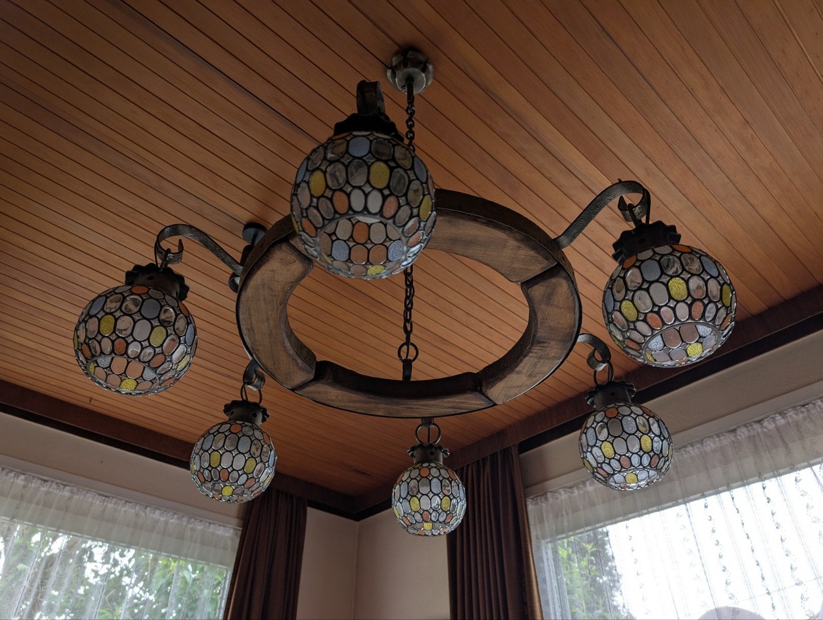 Luster mediterraanse stijl, Huis en Inrichting, Ophalen, Gebruikt, Hout