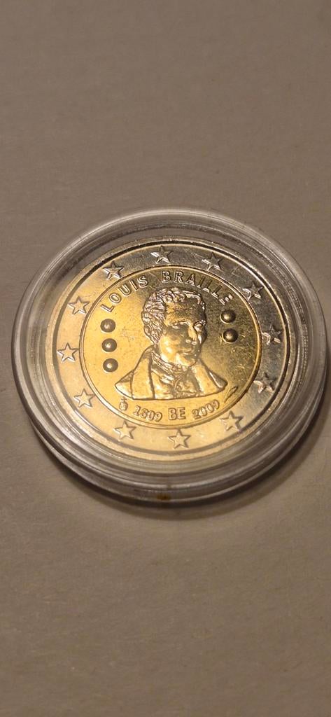 Herdenkingsmunt 2€ 200e geboortedag van Louis Braille 2009, Ophalen, België, 2 euro, Losse munt