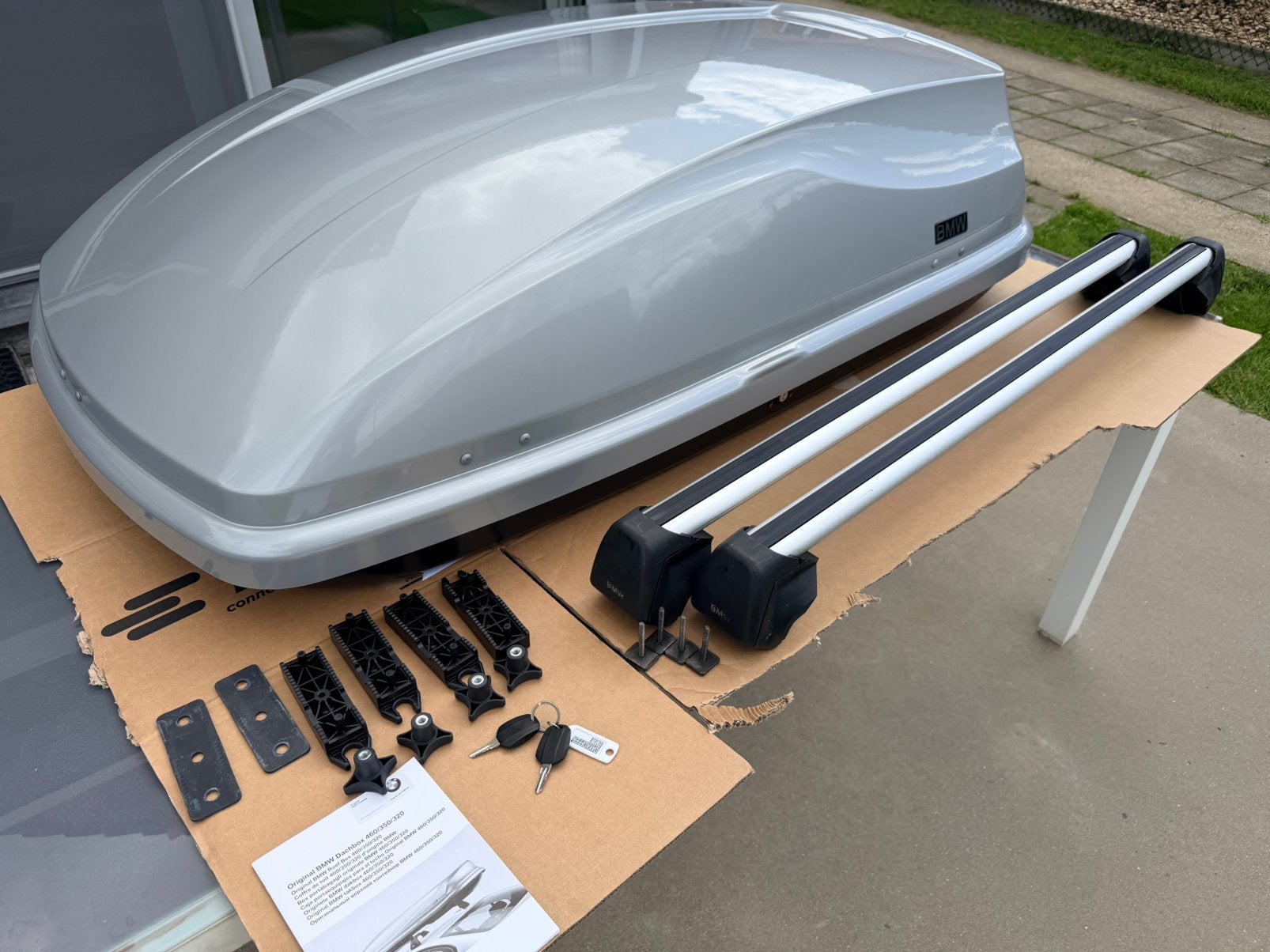 Orginele Bmw dakkoffer(hersteld)+dakdragers, Ophalen, Gebruikt