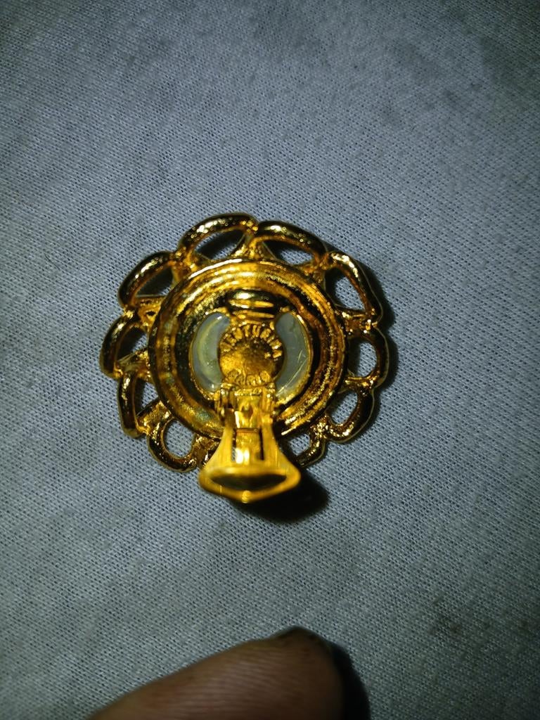 Broche 18 carats, perle et plaqué or Sense Prive Paris, Enlèvement, Broche, Doré