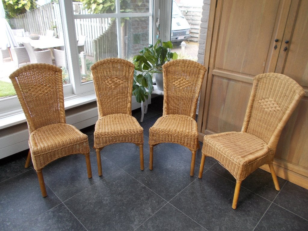 Rotan stoelen 4 stuks, Huis en Inrichting, Stoelen, Ophalen, Gebruikt, Bruin, Klassiek