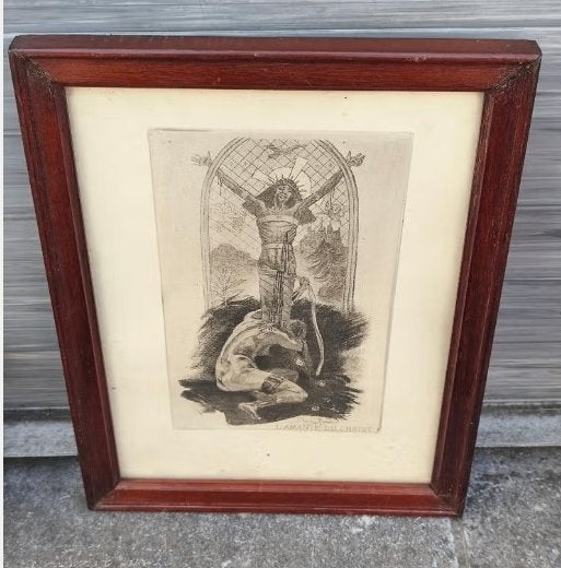 Gravure l amante du christ par felicien rops, Enlèvement ou Envoi, Gravure