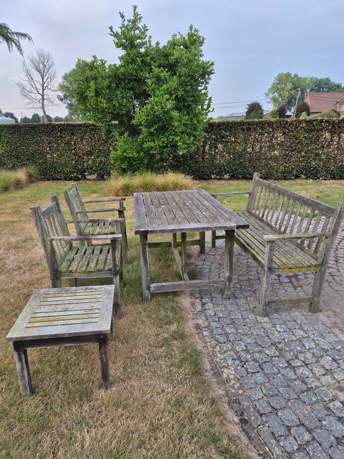Tuinset in teak, Tuin en Terras, Ophalen, 5 zitplaatsen, Gebruikt, Teakhout