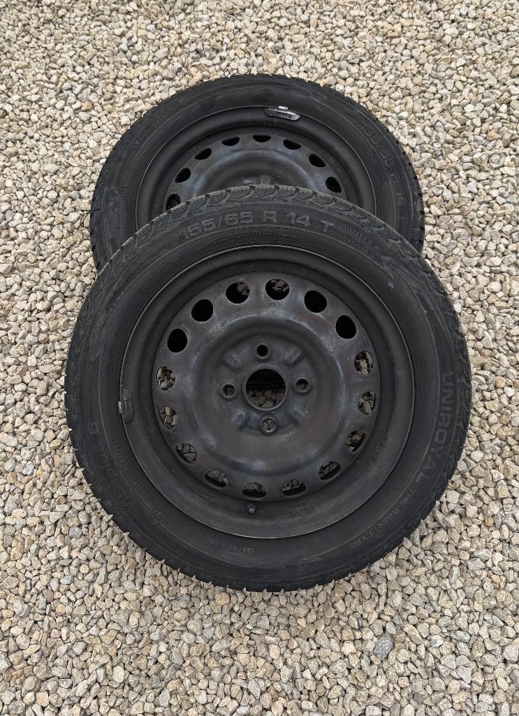 2 velgen met winterbanden C1 - Aygo - 107, Ophalen, Gebruikt, Winterbanden, Banden en Velgen