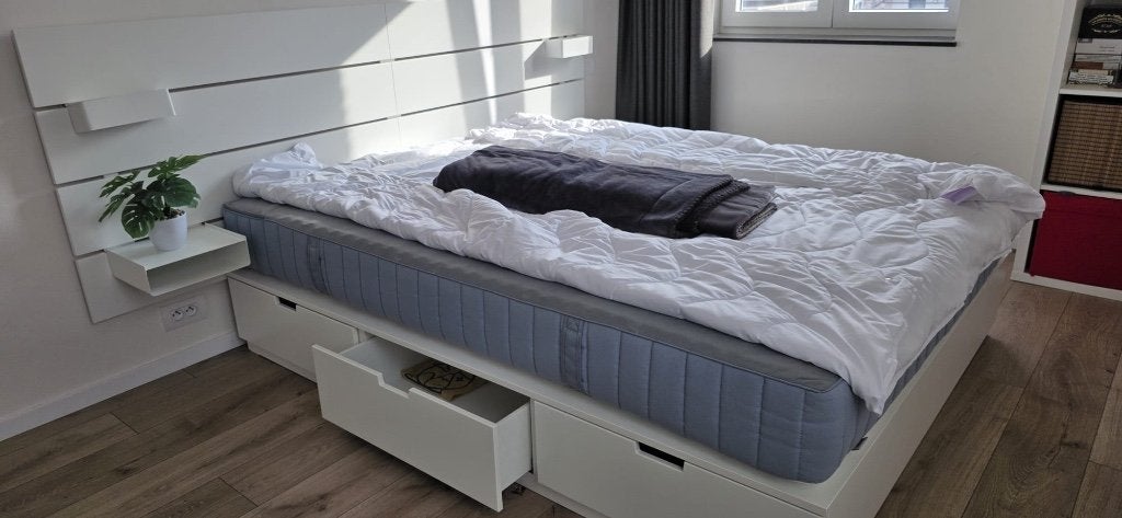 Twijfelaar bed, Ophalen, Wit, Zo goed als nieuw, Twijfelaar