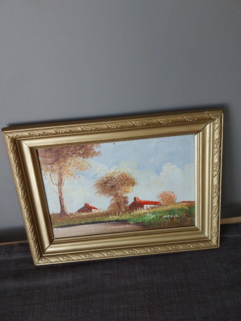 Olieverf op doek– Boerderij met Stallen & Vijver - Carlos, Enlèvement