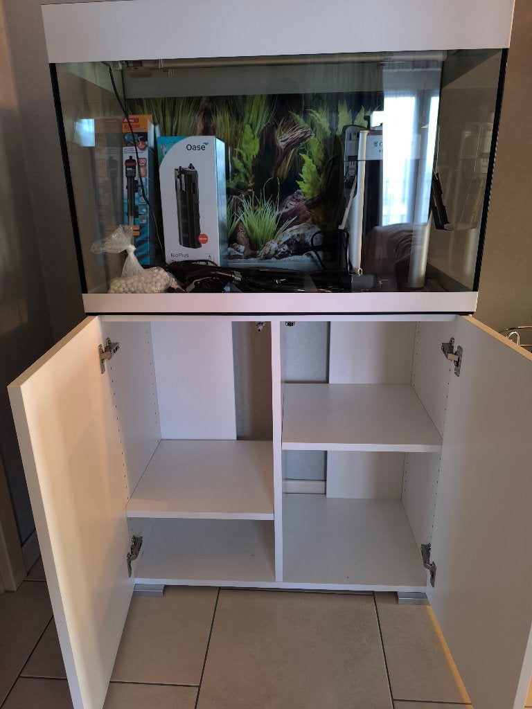 Aquarium complet oase styline 175 avec meuble en blanc, Enlèvement, Chauffage, Comme neuf, Oase