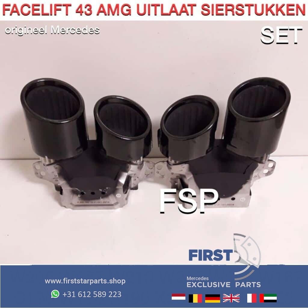 2020 FACELIFT 43 53 AMG UITLAATSIERSTUKKEN SET ZWART ORIGINE, Utilisé, -, -, Enlèvement ou Envoi