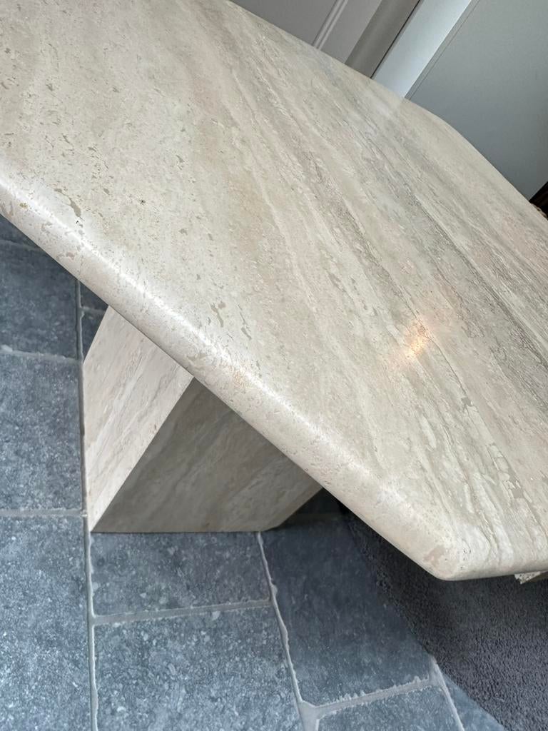 Vintage Travertin salontafel of bijzettafel, Huis en Inrichting, Ophalen, Gebruikt, Midcentury