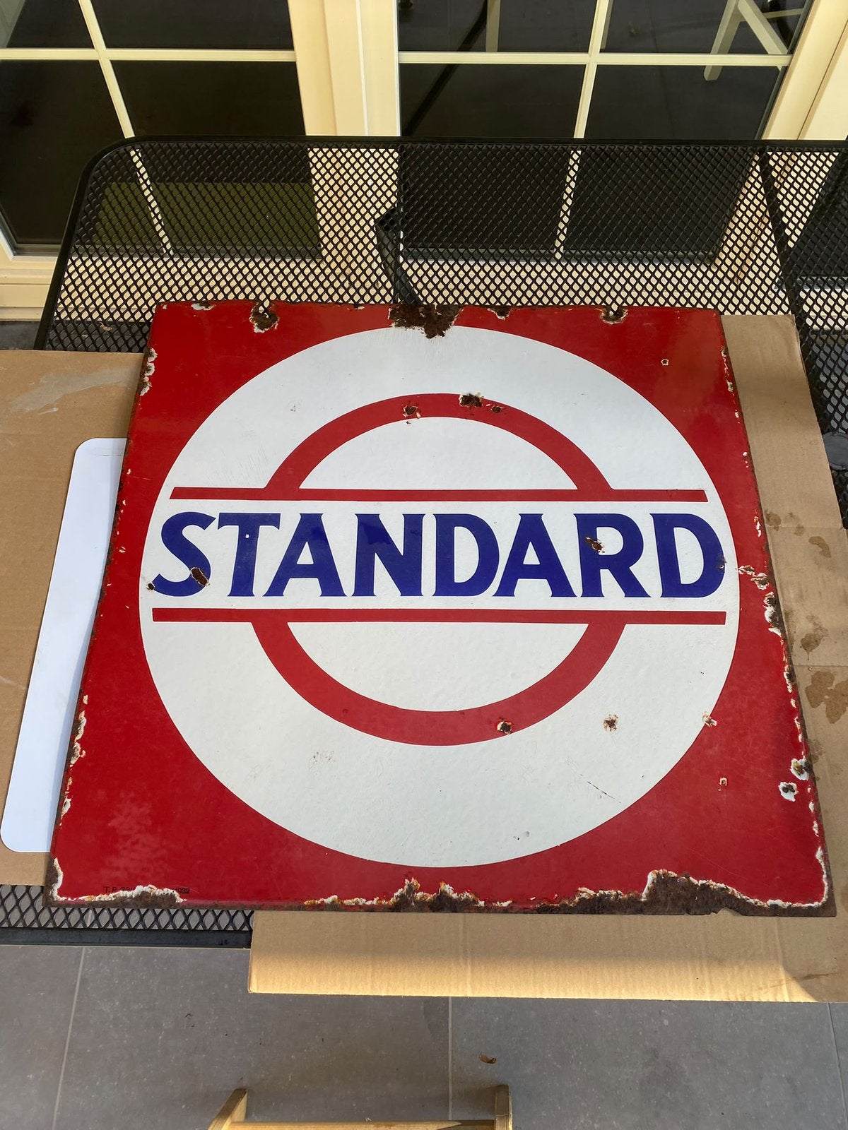 Grande plaque émaillée standard 1932 double face relamebord, Enlèvement ou Envoi, Comme neuf