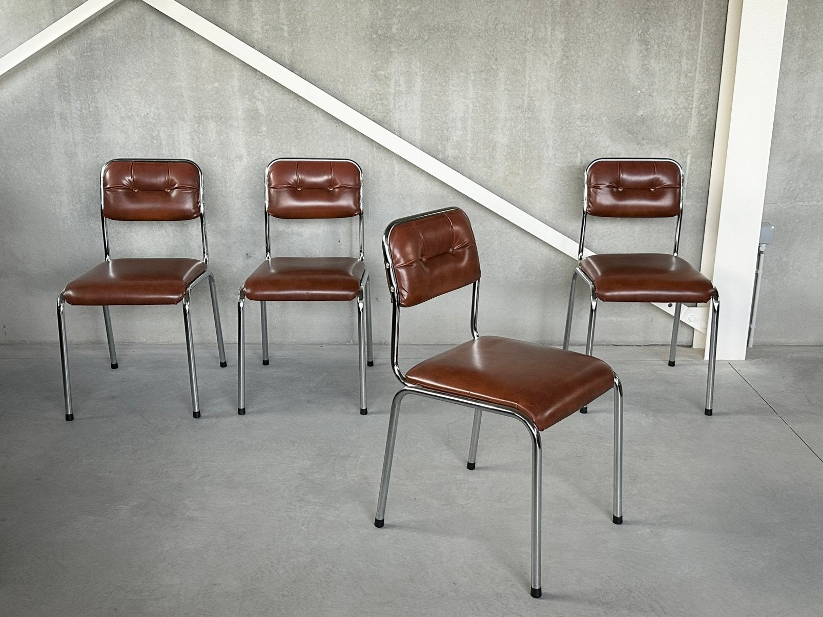 Vintage chroom eetkamerstoelen 1980s, Enlèvement