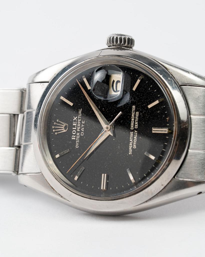 Rolex Oyster Perpetual Date 1500, Zeldzame Gilt Wijzerplaat, Staal, Polshorloge, Ophalen of Verzenden, Zo goed als nieuw
