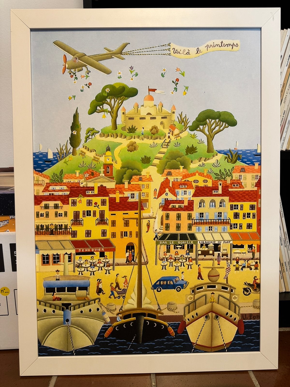 Tableau Saint Tropez - Voila le printemps, 50 – 75, Comme neuf, Enlèvement, Création originale