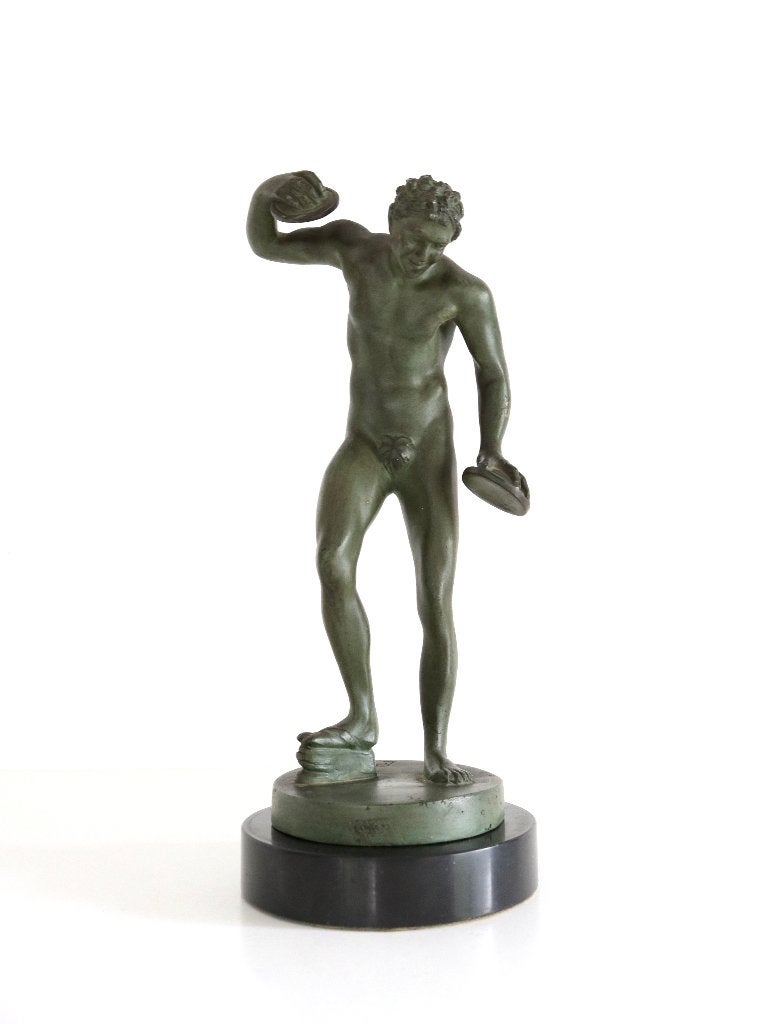 Art Deco bronzen beeld dancing faun gepatineerd gesigneerd, Antiek en Kunst, Ophalen of Verzenden, Brons