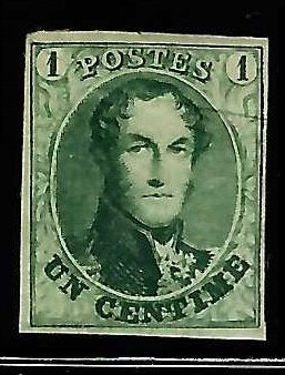 België #9B Z.M. Koning Leopold I, Langwerpig Medaillon., Postzegels en Munten, Niet gestempeld, Ophalen of Verzenden, Zonder stempel