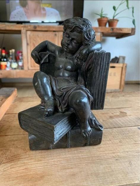 Statue de serre-livres Art Déco avec un enfant endormi, Enlèvement ou Envoi, Comme neuf