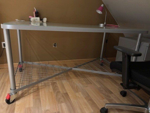 bureau met ladenkast, Huis en Inrichting, Bureaus, Ophalen, 95 cm, Metaal, Zo goed als nieuw