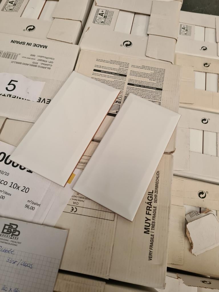 Witte metro tegels 10x20cm (21m2), Ophalen, Nieuw, Minder dan 20 cm, Minder dan 20 cm