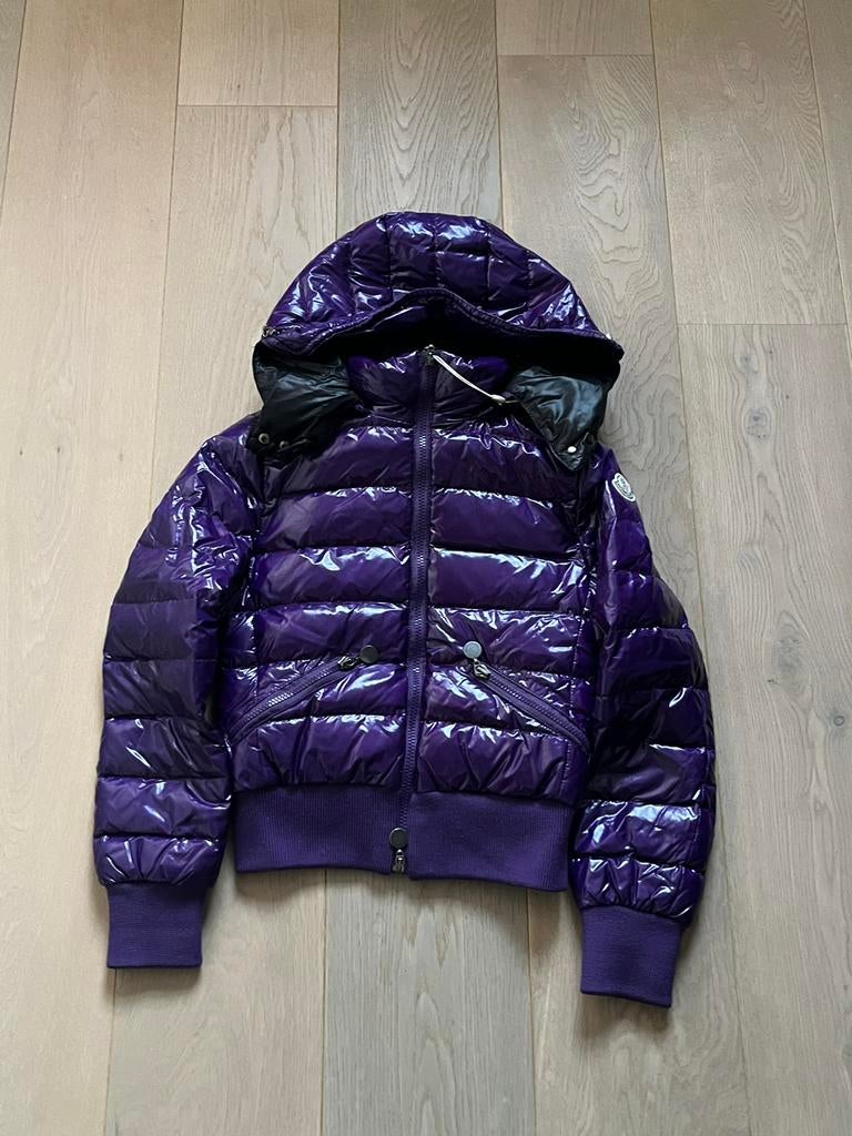 Veste moncler, Kleding | Dames, Jassen | Winter, Ophalen of Verzenden, Gedragen, Maat 34 (XS) of kleiner, Paars