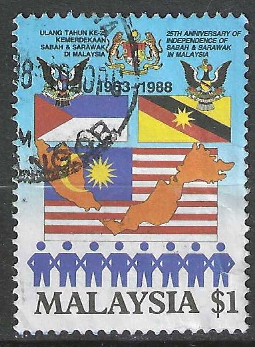 Malaisie 1988 - Yvert 406 - 25 ans d'indépendance - 1 d (ST), Envoi, Affranchi