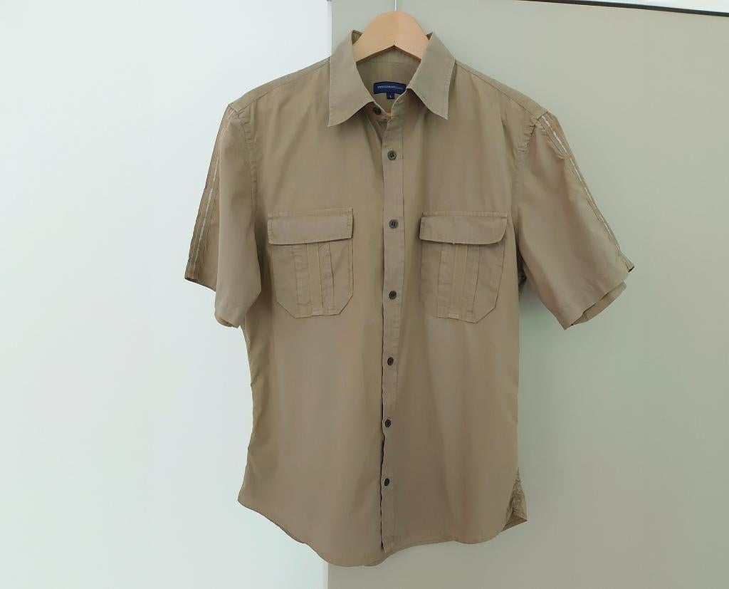 TRUSSARDI JEANS Chemise beige - Taille L Italie = Medium BE, Vêtements | Hommes, Tour de cou 39/40 (M), Enlèvement ou Envoi, Beige