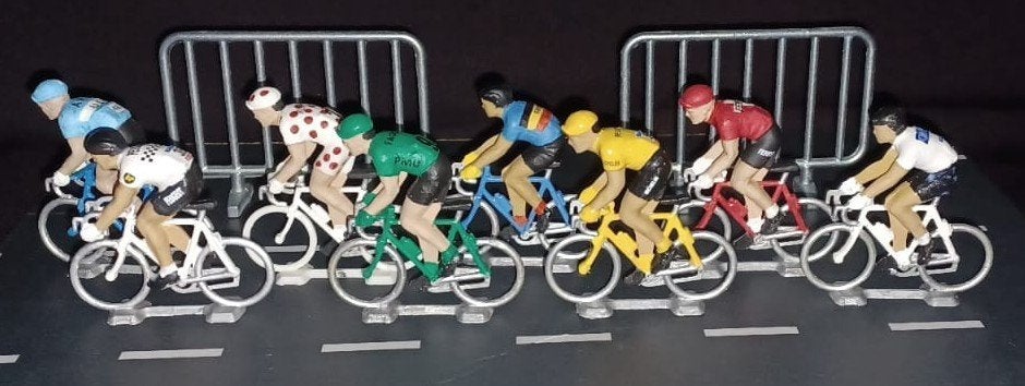Miniatuur wielrenners met retro truitjes, Ophalen of Verzenden, Zo goed als nieuw