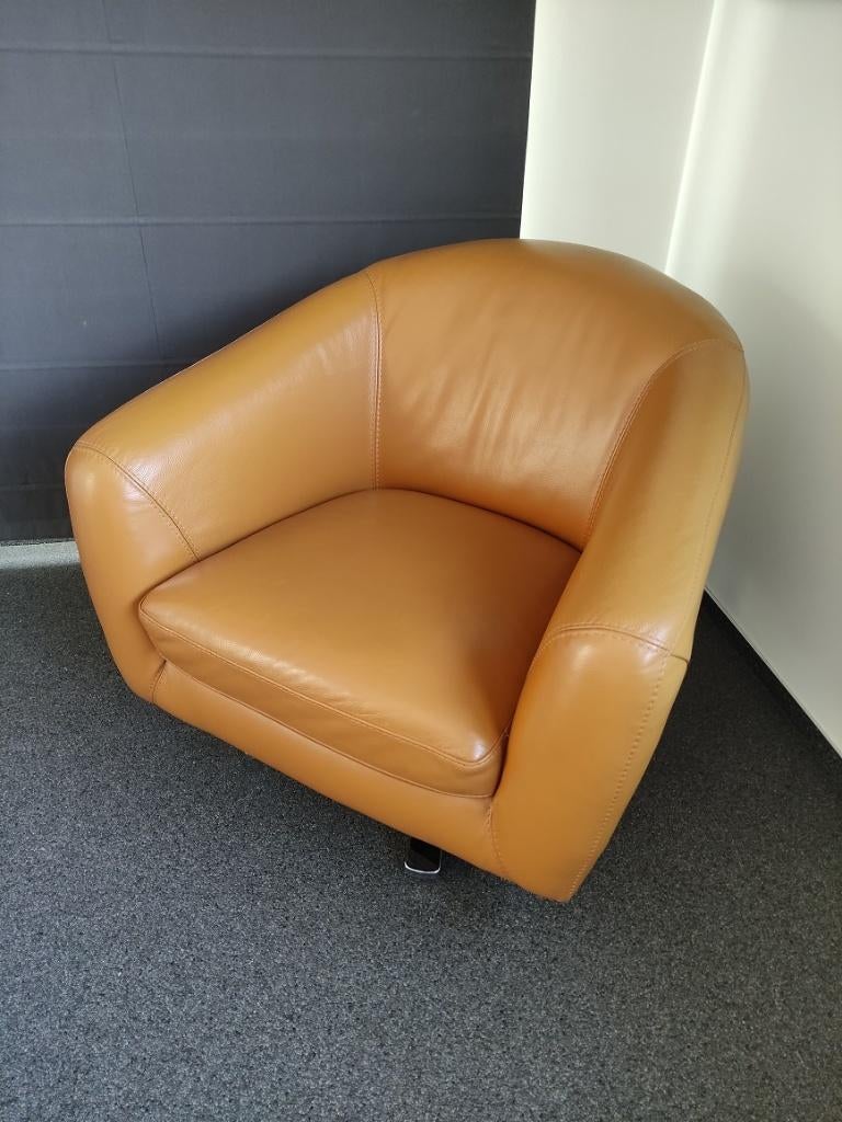 Lederen zetel draaifauteuil NIEUW (DESIGN), Ophalen, Eenpersoons, Nieuw, 75 tot 100 cm