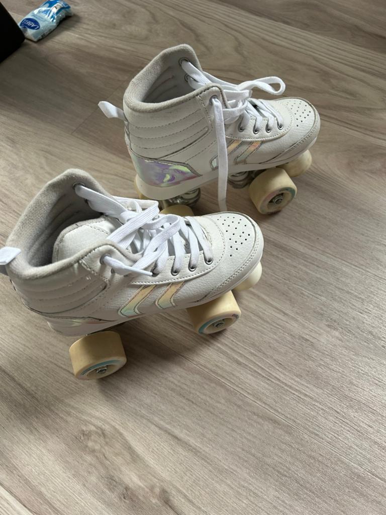 Patins quad enfant blanc holographic taille 34 Décathlon, Enlèvement, Utilisé, Enfants