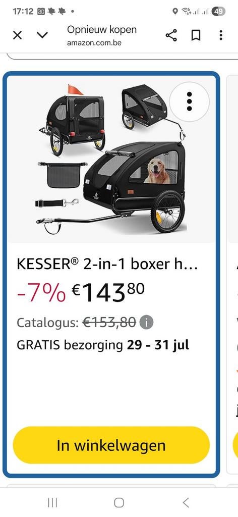 Nieuwe honden fietskar, plooibaar, Ophalen