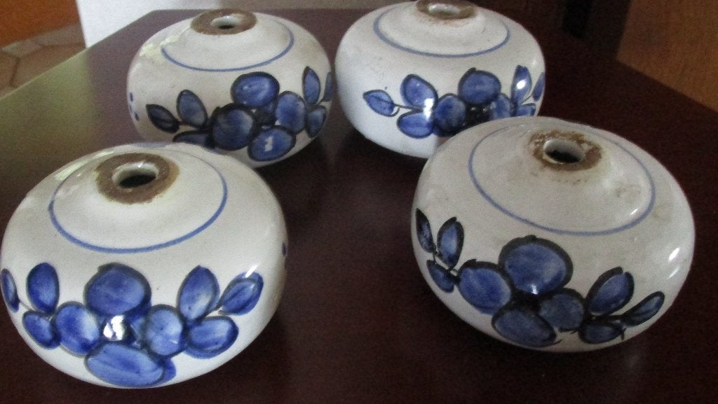 4 porseleinen bollen voor antieke luchter, Antiek en Kunst, Antiek | Verlichting, Ophalen