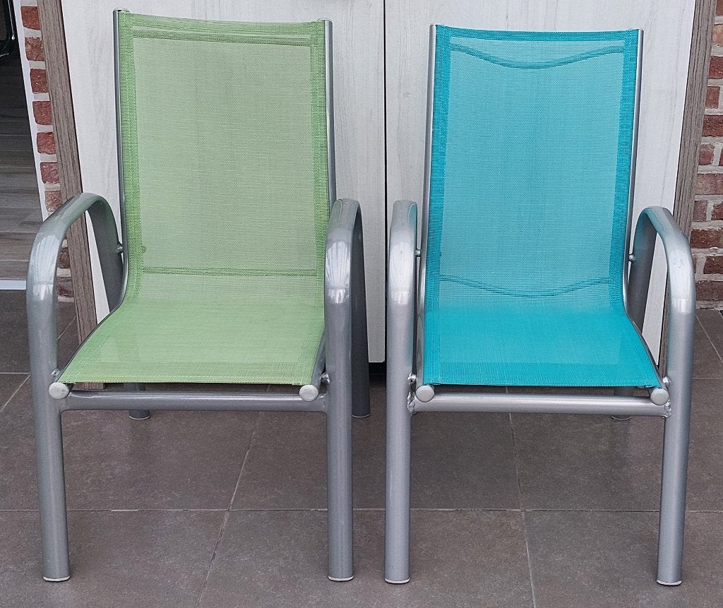 Kinder (tuin)stoel, 2 stuks, Tuin en Terras, Ophalen, Aluminium, Stapelbaar