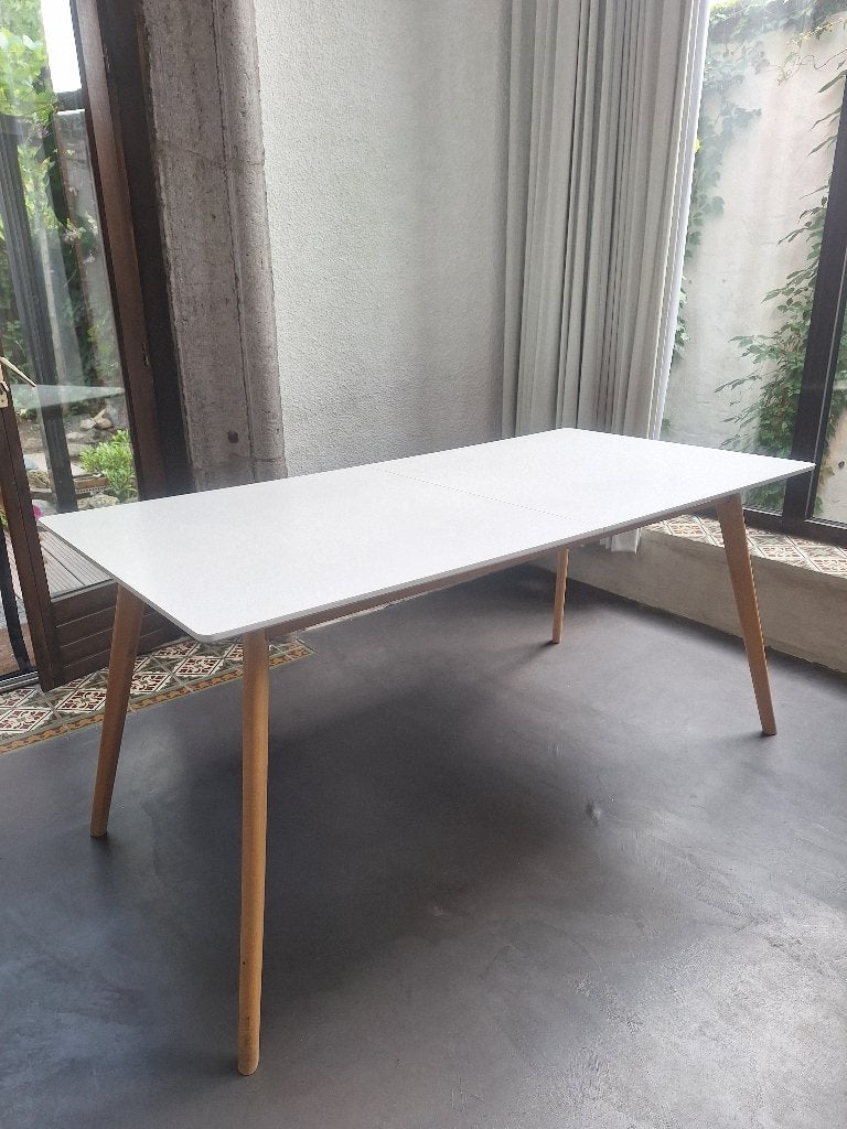 uitschuifbare eettafel 160 (200) x 80, Ophalen, Gebruikt, Grenenhout, 50 tot 100 cm