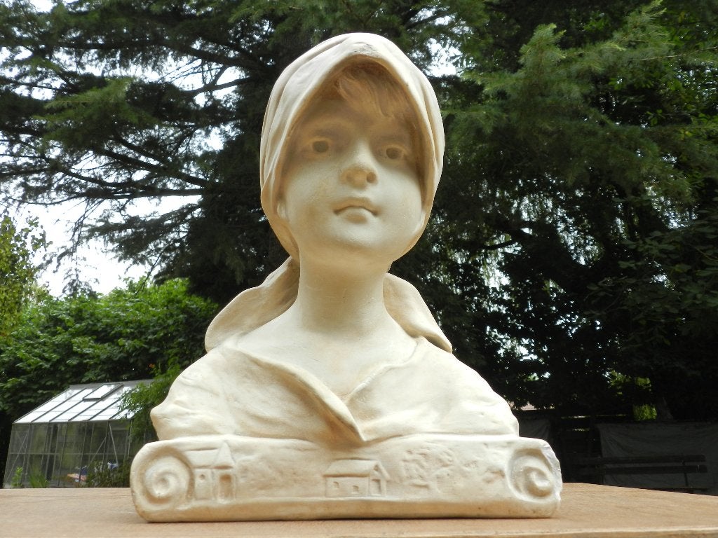 Buste en plâtre, jeune paysanne ou bergère, Antiquités & Art, Curiosités & Brocante, Enlèvement ou Envoi