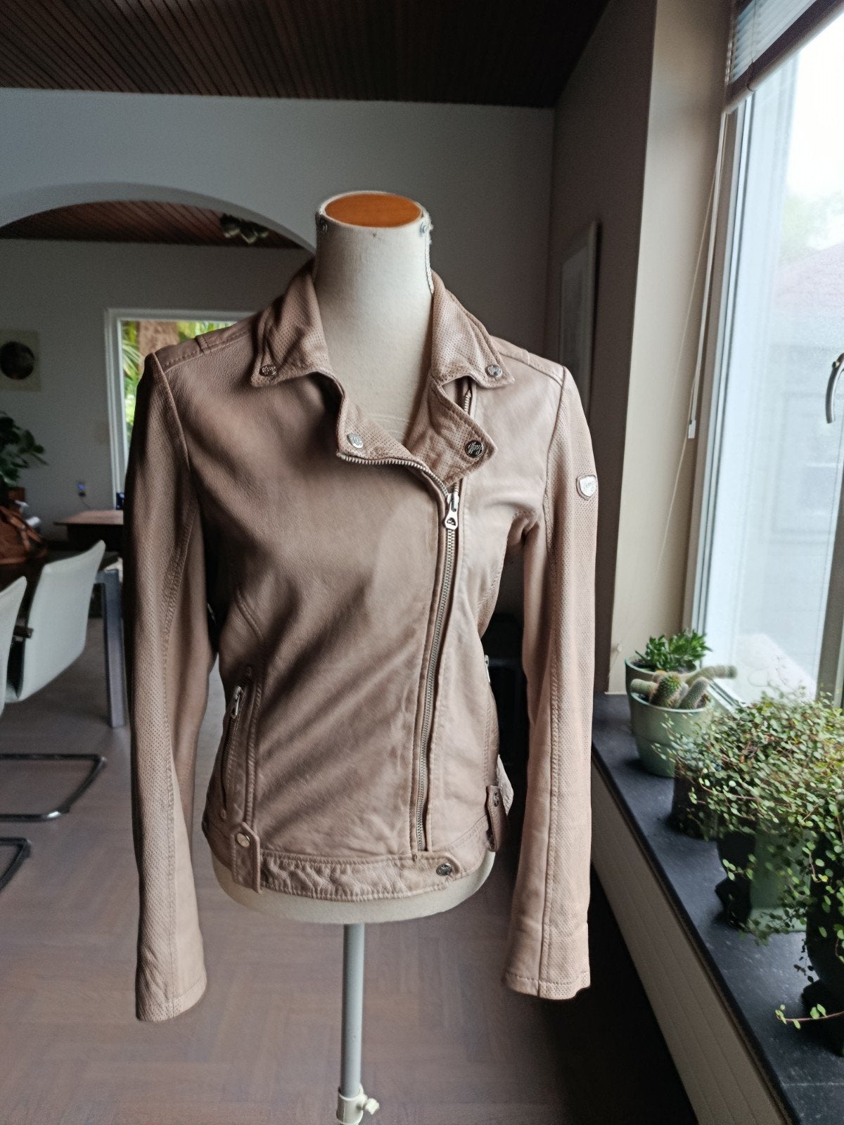 Gipsy bikerjack maat S zand leer, Ophalen, Maat 36 (S), Beige
