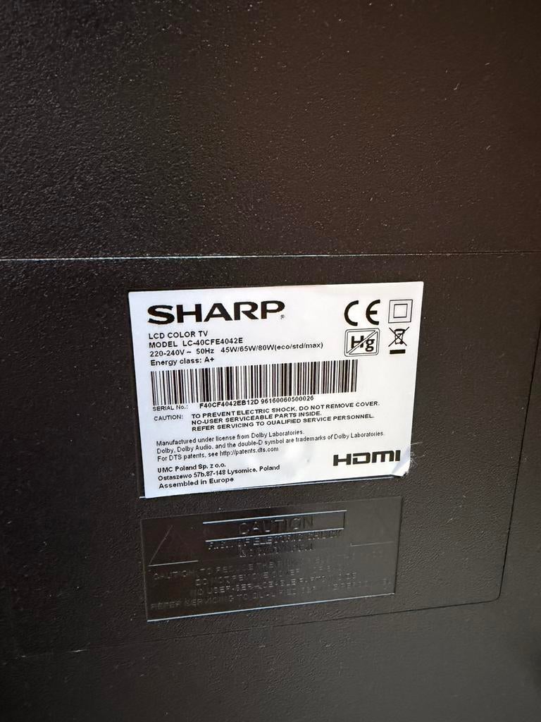 Sharp tv 40 inch, Ophalen, Zo goed als nieuw, LCD, Sharp
