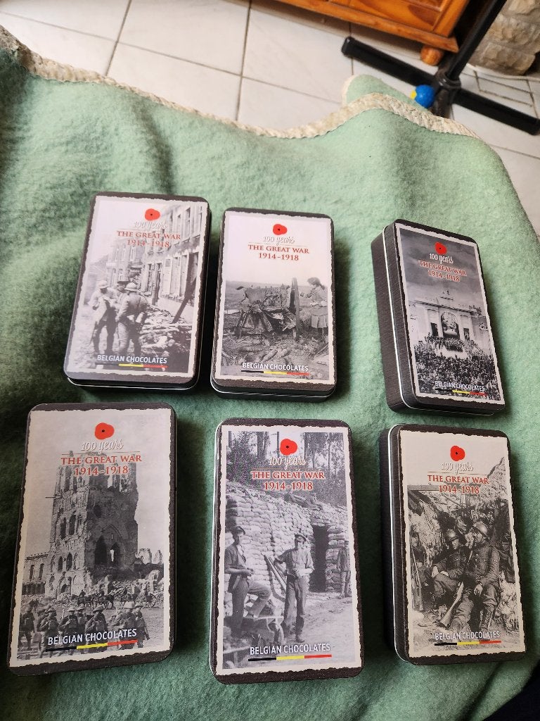 6 blikken dozen the great war 1914-1918 samen 10 euro, Collections, Boîte en métal, Enlèvement ou Envoi