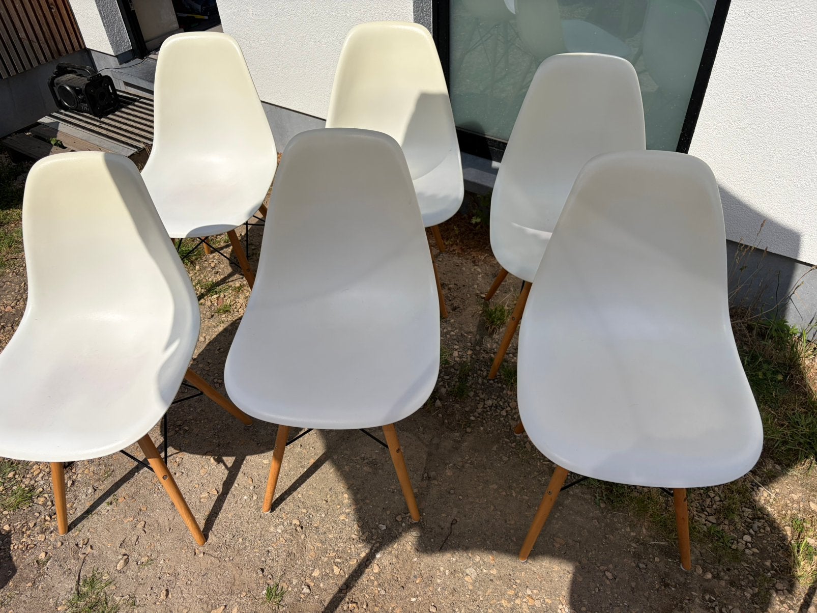 Set van 6 eetkamerstoelen, Huis en Inrichting, Stoelen, Ophalen, Kunststof, Gebruikt, Wit