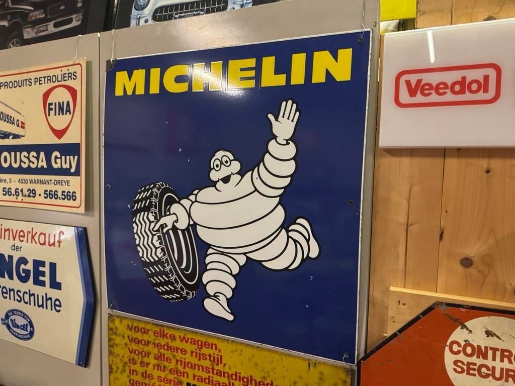 Grand panneau d'affichage en émail Michelin XL, Enlèvement, Utilisé, Panneau publicitaire