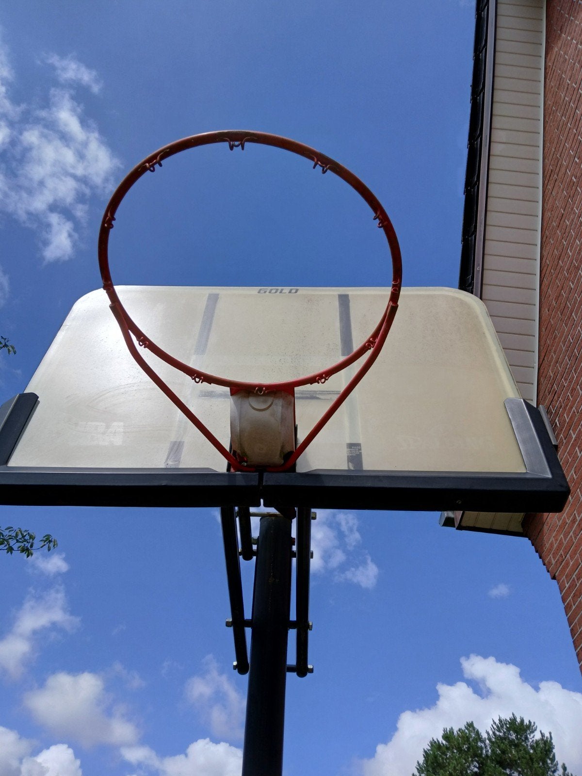 Panier de basket réglable en hauteur - mobile - complet, Enlèvement, Utilisé, Anneau, Panneau ou Poteau