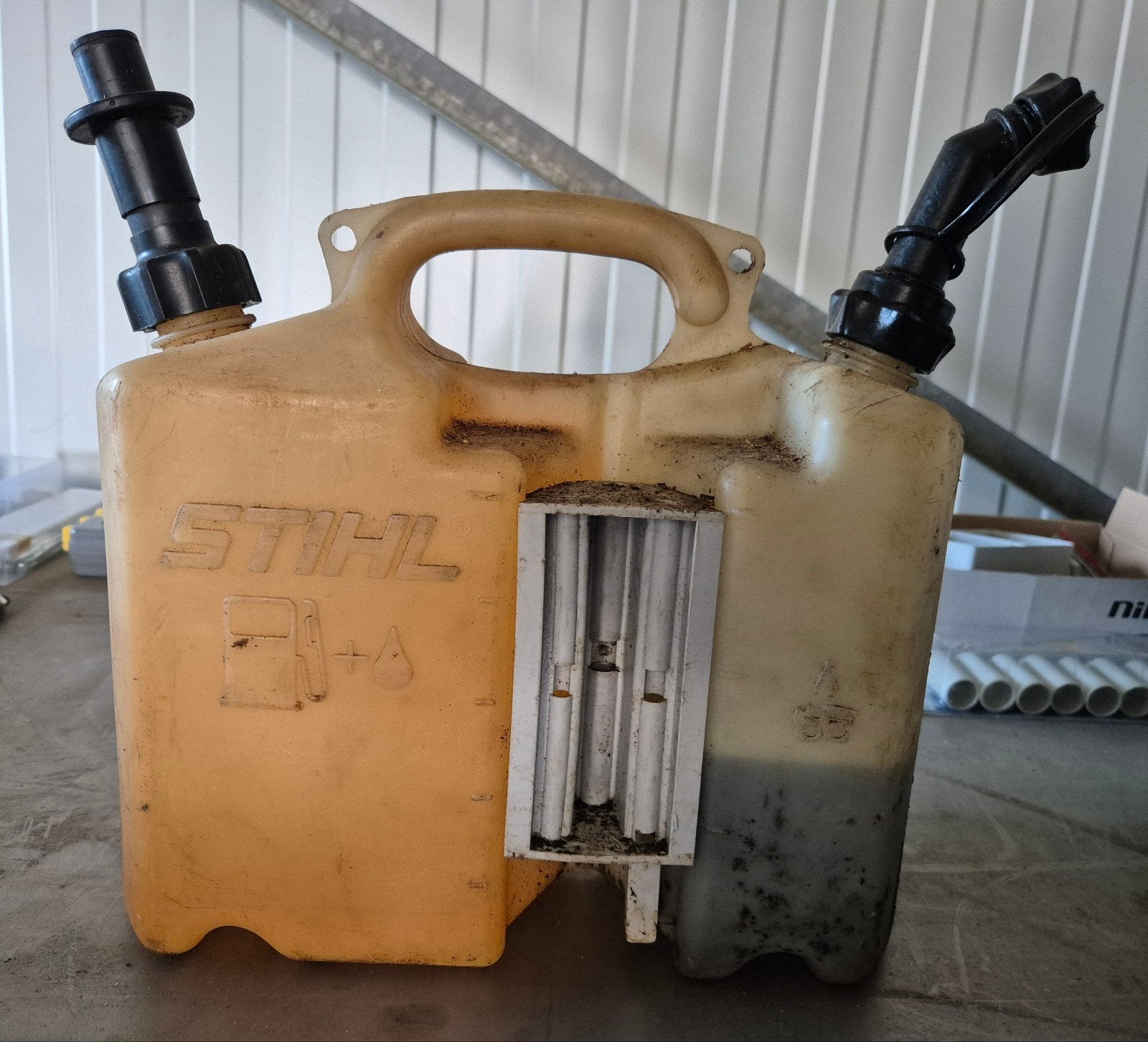 STIHL Combi-jerrycan transparant, Doe-het-zelf en Bouw, Gereedschap | Zaagmachines, Ophalen, Stihl, Gebruikt, 70 mm of meer