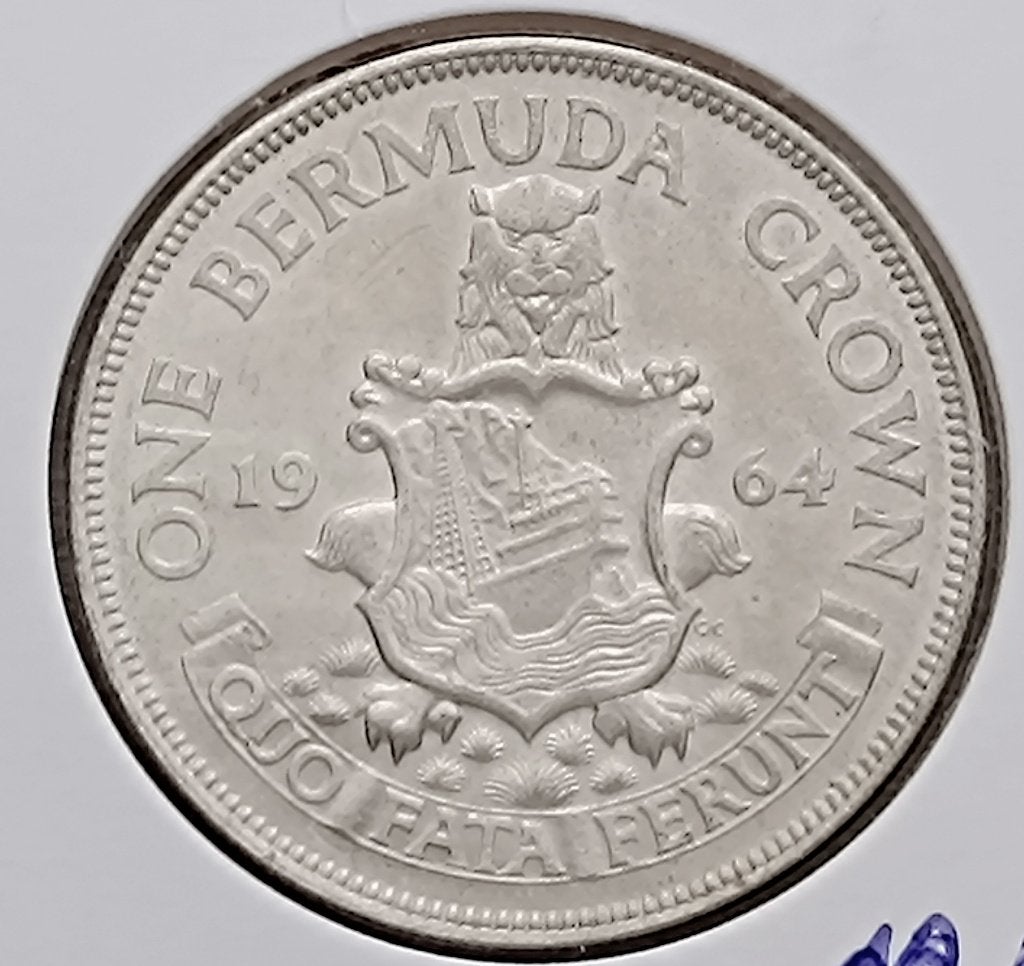 munt Bermuda 1 crown 1964 zilver 0,500, Postzegels en Munten, Ophalen of Verzenden, Zilver