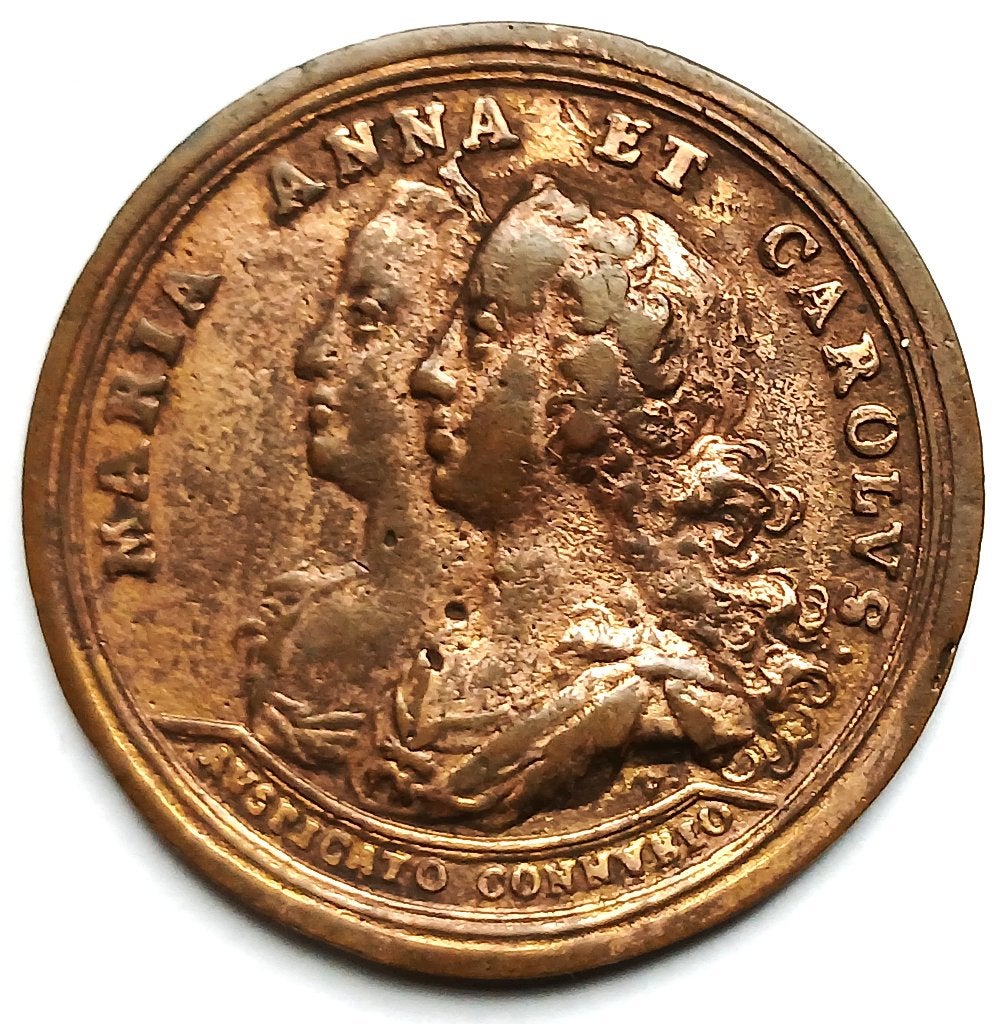 medaille 1744 huwelijk maria anna v. oostenrijk +prins karel, Postzegels en Munten, Penningen en Medailles, Ophalen of Verzenden