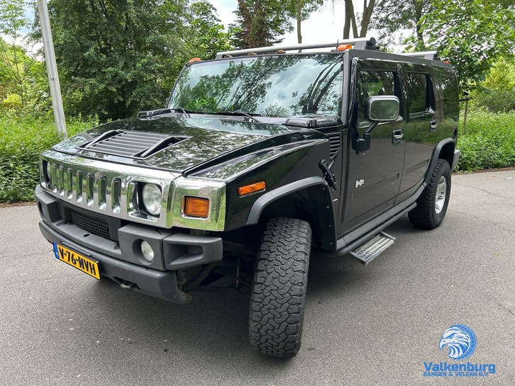 Hummer H2 6.0 V8 AUT 330 PK 2004 Zwart Youngtimer APK, Auto's, Automaat, Sportstoelen, Zwart, Bedrijf